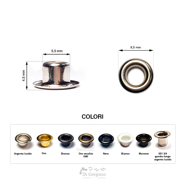 Ojales 051 con agujero de 5,5 mm ojales 051 de hierro o latón varios colores agujero 5,5 mm